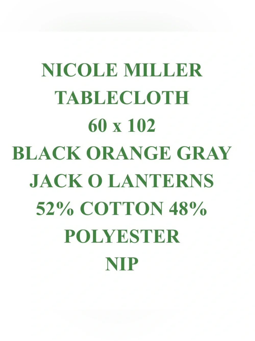 Nicole Miller Jack O Lantern Pumpkin Autumn Halloween Oblong Tablecloth NEW